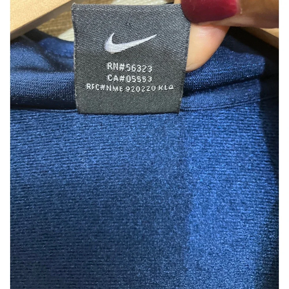 Nike Track Jacket Mens M Navy Blue Excellent Full Zip Stripe Swoosh F1-NKA